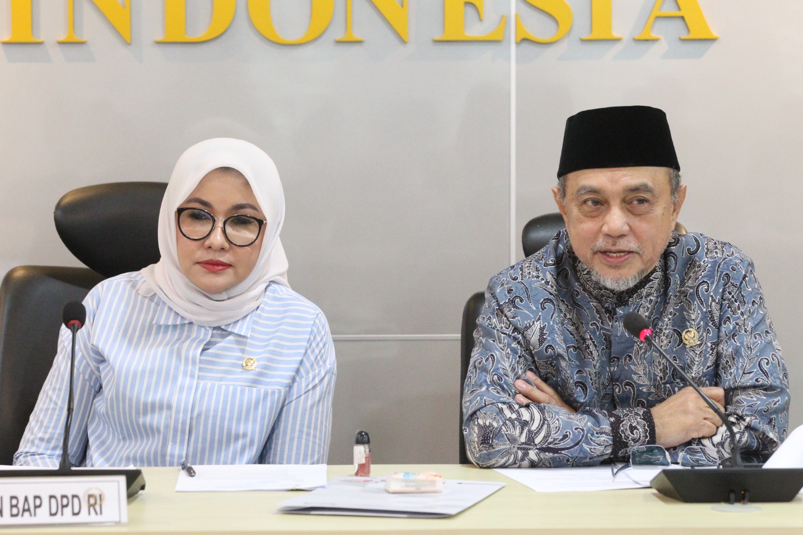 Wakil Ketua BAP DPD RI Evi Apita Maya dan Tamsil Linrung/Foto: Dok DPD RI